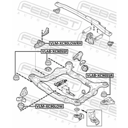 Uloženie motora VLM-XC90LOWRH /FEBEST/ - obr. 1
