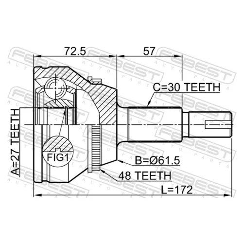 Sada kĺbov hnacieho hriadeľa 0110-GSL20A48 /FEBEST/ - obr. 1