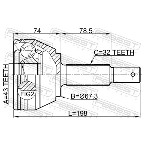 Sada kĺbov hnacieho hriadeľa 0210-Y62 /FEBEST/ - obr. 1