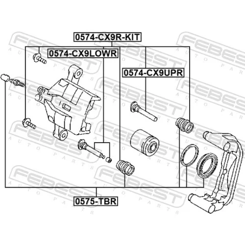 Sada vodiacich puzdier brzdového strmeňa 0574-CX9R-KIT /FEBEST/ - obr. 1