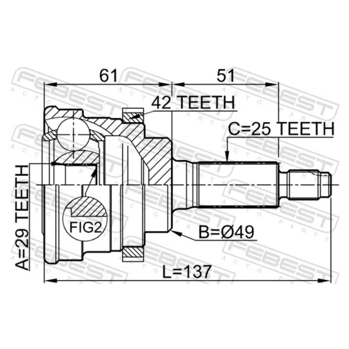 Sada kĺbov hnacieho hriadeľa 0710-029A42 /FEBEST/ - obr. 1