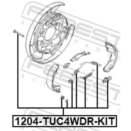 Sada príslušenstva čeľustí parkovacej brzdy 1204-TUC4WDR-KIT /FEBEST/ - obr. 1