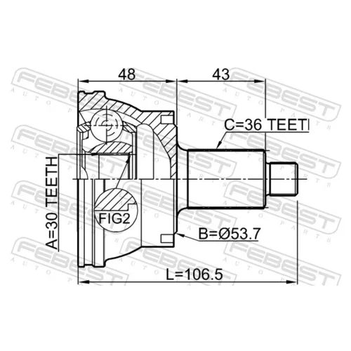 Sada kĺbov hnacieho hriadeľa 2310-036 /FEBEST/ - obr. 1