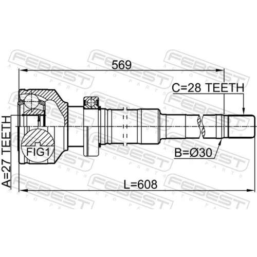 Sada kĺbov hnacieho hriadeľa 2711-XC90RH /FEBEST/ - obr. 1