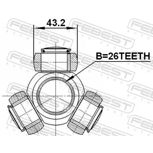 Trojkríž hnacieho hriadeľa 2716-S80T /FEBEST/ - obr. 1