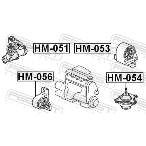 Uloženie motora HM-054 /FEBEST/ - obr. 1