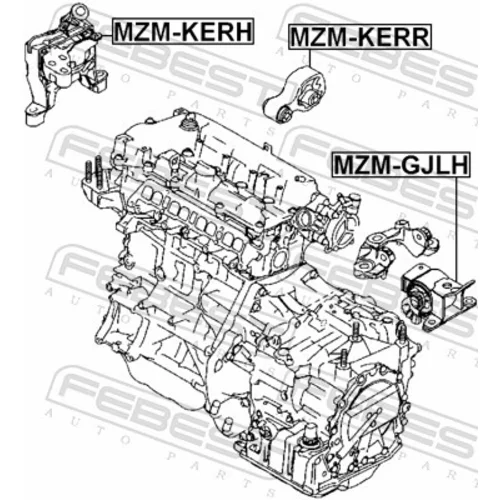 Uloženie motora MZM-KERH /FEBEST/ - obr. 1
