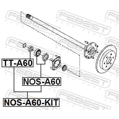 Ložisko hnacieho hriadeľa NOS-A60-KIT /FEBEST/ - obr. 1