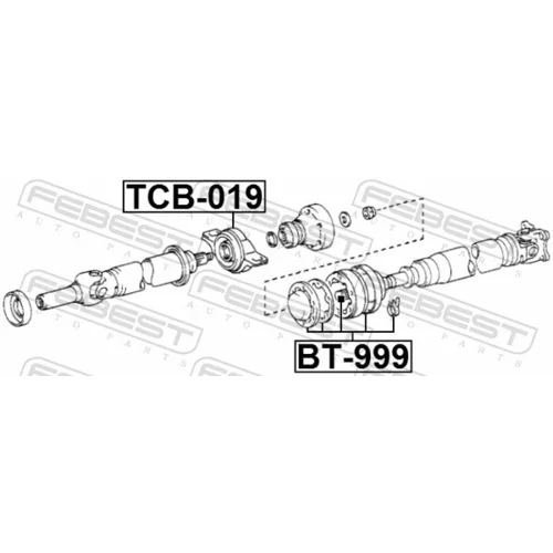 Stredové ložisko kĺbového hriadeľa TCB-019 /FEBEST/ - obr. 1