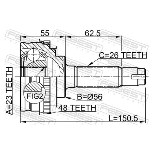 Sada kĺbov hnacieho hriadeľa 0110-010A48 /FEBEST/ - obr. 1