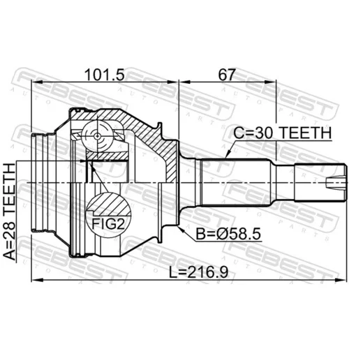 Sada kĺbov hnacieho hriadeľa 0110-GRX133R /FEBEST/ - obr. 1