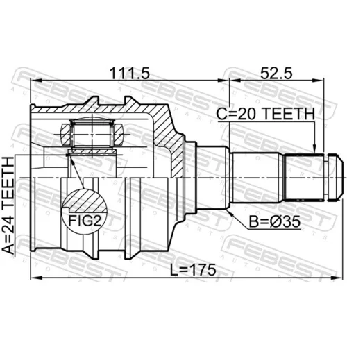 Sada kĺbov hnacieho hriadeľa 0111-SXV20LH /FEBEST/ - obr. 1