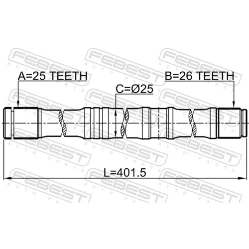 Hnací hriadeľ 0112-AZT250LH /FEBEST/ - obr. 1
