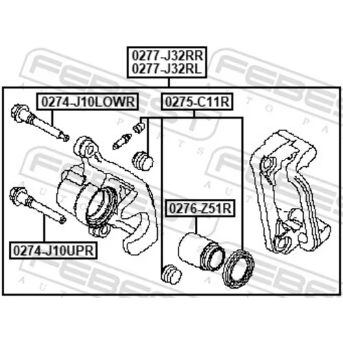 Brzdový strmeň 0277-J32RL /FEBEST/ - obr. 1