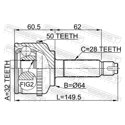 Sada kĺbov hnacieho hriadeľa 0310-CGA50 /FEBEST/ - obr. 1