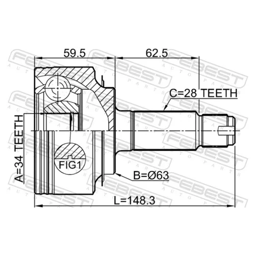 Sada kĺbov hnacieho hriadeľa 0310-CL20 /FEBEST/ - obr. 1