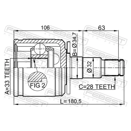 Sada kĺbov hnacieho hriadeľa 0411-KB4LH /FEBEST/ - obr. 1