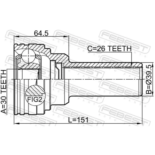 Kĺbový hriadeľ 0411-V97WSHA /FEBEST/ - obr. 1