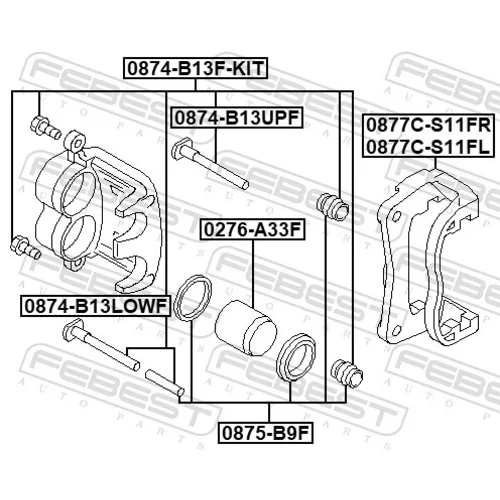 Sada vodiacich puzdier brzdového strmeňa 0874-B13F-KIT /FEBEST/ - obr. 1
