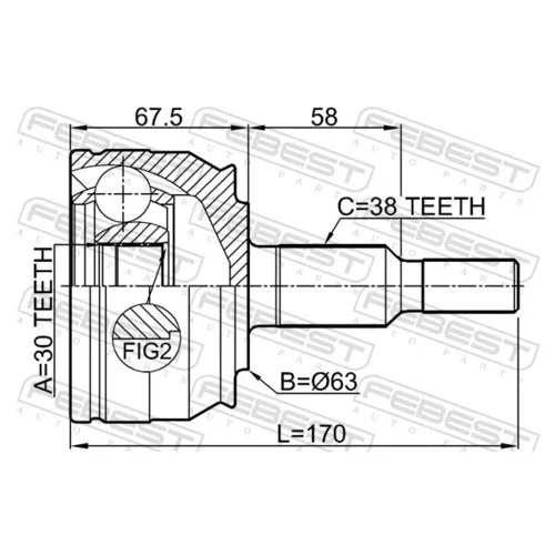 Sada kĺbov hnacieho hriadeľa 2310-T6 /FEBEST/ - obr. 1