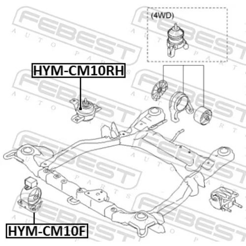 Uloženie motora HYM-CM10F /FEBEST/ - obr. 1