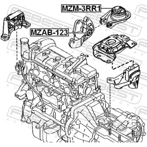 Uloženie motora MZAB-123 /FEBEST/ - obr. 1