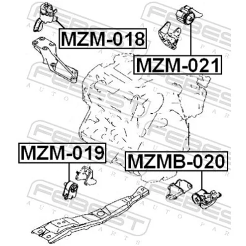 Uloženie motora MZM-021 /FEBEST/ - obr. 1