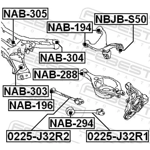 Uloženie tela nápravy NAB-305 /FEBEST/ - obr. 1
