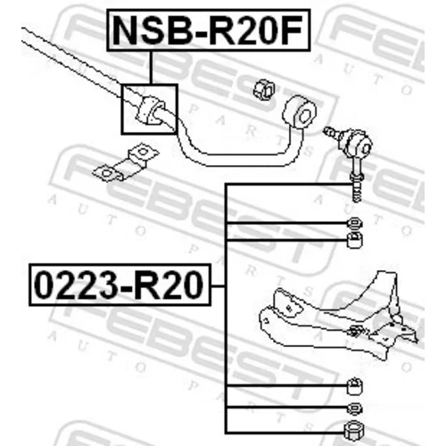 Uloženie priečneho stabilizátora NSB-R20F /FEBEST/ - obr. 1