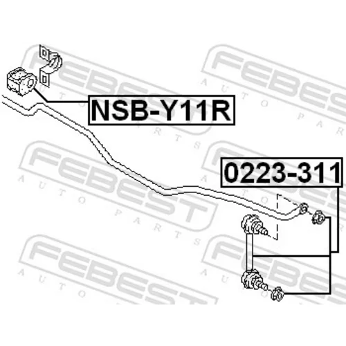 Uloženie priečneho stabilizátora NSB-Y11R /FEBEST/ - obr. 1