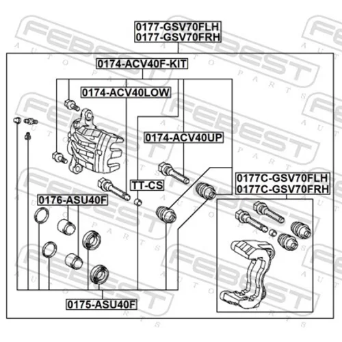 Brzdový strmeň 0177-GSV70FLH /FEBEST/ - obr. 1