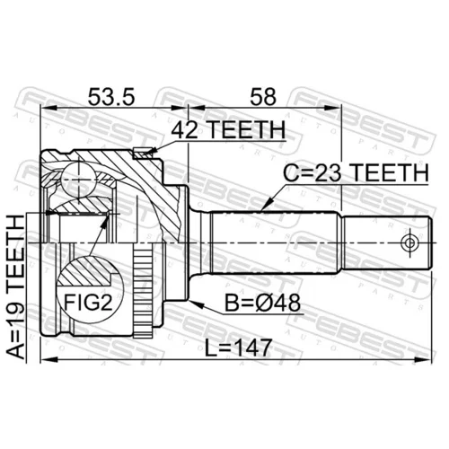 Sada kĺbov hnacieho hriadeľa 0210-043A42 /FEBEST/ - obr. 1