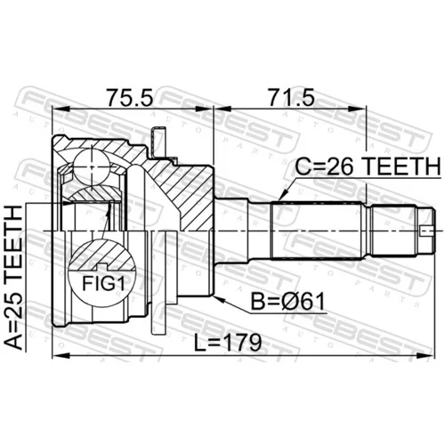 Sada kĺbov hnacieho hriadeľa 0510-B25 /FEBEST/ - obr. 1