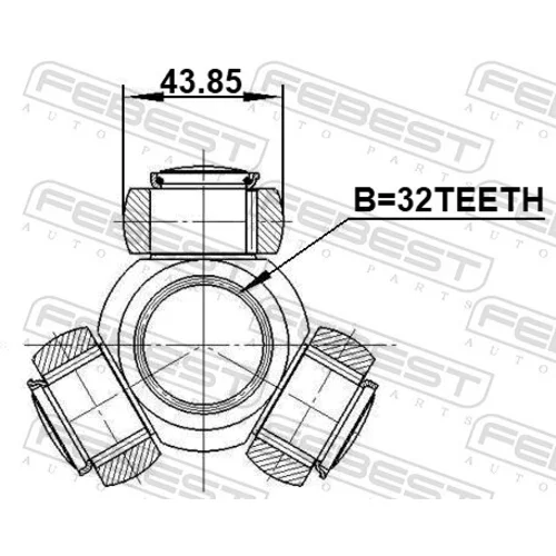 Trojkríž hnacieho hriadeľa 1216-D7AT2WD /FEBEST/ - obr. 1