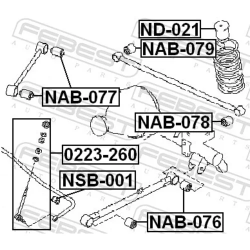 Uloženie riadenia NAB-076 /FEBEST/ - obr. 1