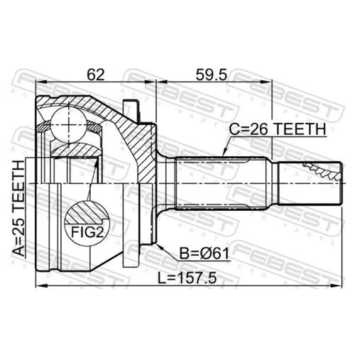 Sada kĺbov hnacieho hriadeľa 0110-ZRE181 /FEBEST/ - obr. 1