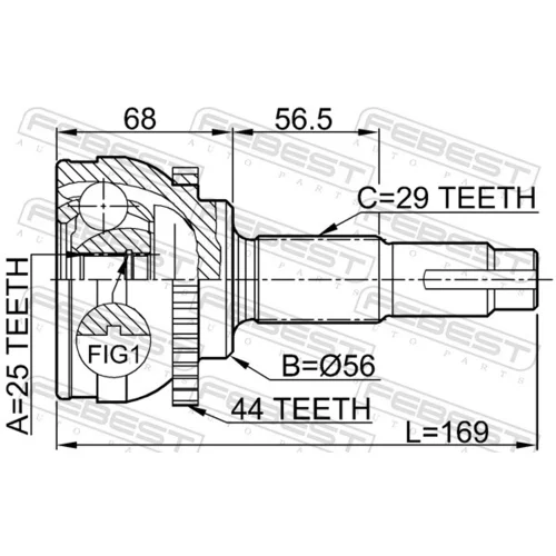 Sada kĺbov hnacieho hriadeľa 0210-069A44 /FEBEST/ - obr. 1