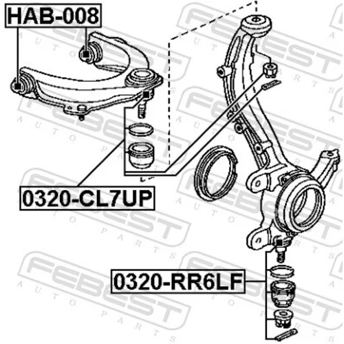 Zvislý/nosný čap 0320-RR6LF /FEBEST/ - obr. 1