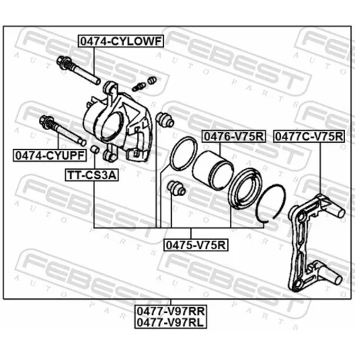 Sada držiakov brzd. strmeňov 0477C-V75R /FEBEST/ - obr. 1