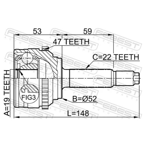 Sada kĺbov hnacieho hriadeľa 1110-008A47 /FEBEST/ - obr. 1
