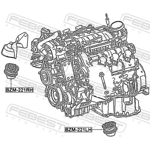 Uloženie motora BZM-221RH /FEBEST/ - obr. 1