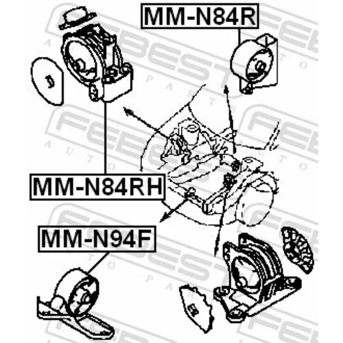 Uloženie motora MM-N84R /FEBEST/ - obr. 1
