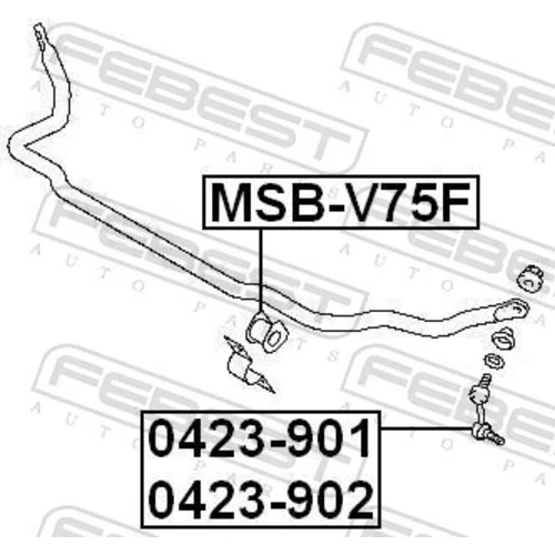 Uloženie priečneho stabilizátora MSB-V75F /FEBEST/ - obr. 1