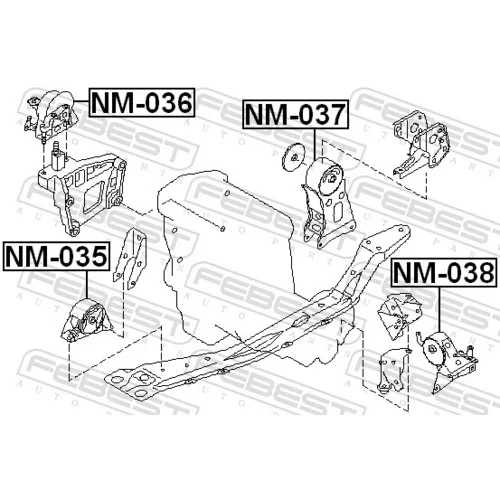 Uloženie motora NM-038 /FEBEST/ - obr. 1