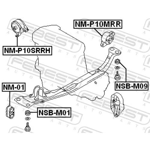 Uloženie motora NM-P10MRR /FEBEST/ - obr. 1