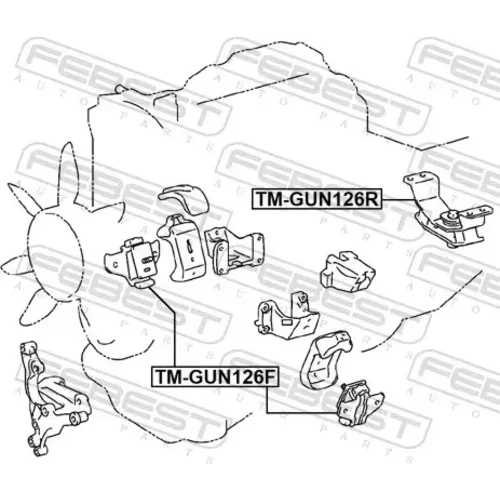 Uloženie motora TM-GUN126R /FEBEST/ - obr. 1