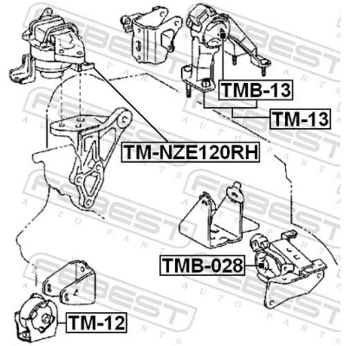 Uloženie motora TM-NZE120RH /FEBEST/ - obr. 1