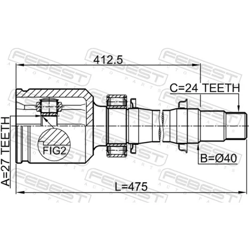 Sada kĺbov hnacieho hriadeľa 0111-ACA38RH /FEBEST/ - obr. 1