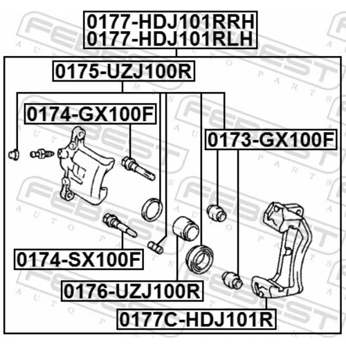 Sada držiakov brzd. strmeňov 0177C-HDJ101R /FEBEST/ - obr. 1