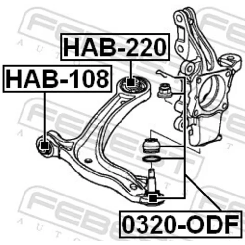 Zvislý/nosný čap 0320-ODF /FEBEST/ - obr. 1